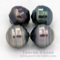 Lot of 4 Tahitian Pearls Ringed C from 9.5 to 9.8 mm