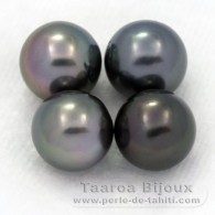 Lot of 4 Tahitian Pearls Round C from 8 to 8.4 mm