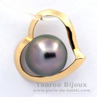 18K solid Gold Pendant and 1 Tahitian Pearl Round B 8.2 mm