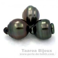Lot of 3 Tahitian Pearls Ringed D from 13.6 to 13.9 mm