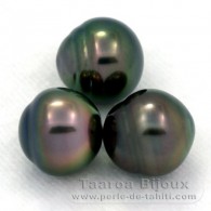 Lot of 3 Tahitian Pearls Ringed B from 9.7 to 9.9 mm