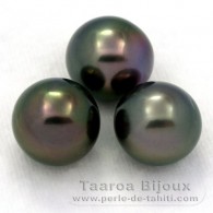 Lot of 3 Tahitian Pearls Semi-Baroque C 12.3 mm