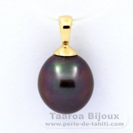 18K solid Gold Pendant and 1 Tahitian Pearl Semi-Baroque B 9.6 mm