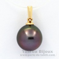 18K solid Gold Pendant and 1 Tahitian Pearl Semi-Baroque B 10.3 mm