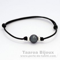 Waxed Cotton Bracelet and 1 Tahitian Pearl Semi-Baroque C 9.9 mm