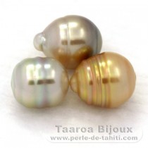 Lot of 3 Australian Pearls Ringed C from 9.1 to 9.8 mm