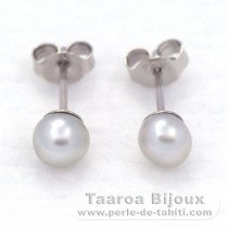 Rhodiated Sterling Silver Earrings and 2 Tahitian Keishis