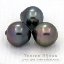Lot of 3 Tahitian Pearls Semi-Baroque C from 12.4 to 12.6 mm