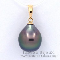 18K solid Gold Pendant and 1 Tahitian Pearl Semi-Baroque B 10.3 mm