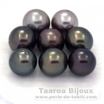 Lot of 8 Tahitian Pearls Round C from 8.7 to 8.9 mm