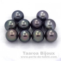 Lot of 10 Tahitian Pearls Near-Round C from 8 to 8.2 mm