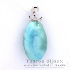 Rhodiated Sterling Silver Pendant and 1 Larimar - 21 x 12.9 x 8 mm - 3.6 gr