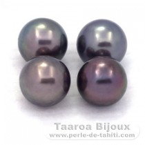 Lot of 4 Tahitian Pearls Round D from 9 to 9.1 mm