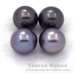 Lot of 4 Tahitian Pearls Round C from 8.6 to 8.9 mm