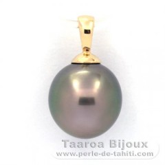 18K solid Gold Pendant and 1 Tahitian Pearl Semi-Baroque B 10.3 mm