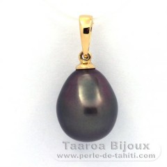 18K solid Gold Pendant and 1 Tahitian Pearl Semi-Baroque B 10.8 mm