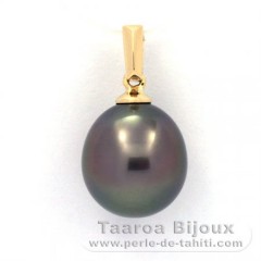 18K solid Gold Pendant and 1 Tahitian Pearl Semi-Baroque B 10.4 mm