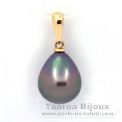 18K solid Gold Pendant and 1 Tahitian Pearl Semi-Baroque A 9.7 mm