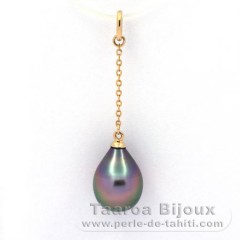 18K solid Gold Pendant and 1 Tahitian Pearl Semi-Baroque A 9.6 mm