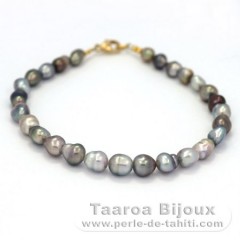 27 Tahitian Keishis Bracelet and 18K Gold