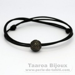 Waxed Cotton and 1 Tahitian Pearl Engraved 12.1 mm