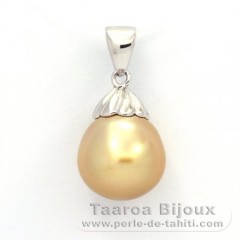 Rhodiated Sterling Silver Pendant and 1 Australian Pearl Semi-Baroque C 11.6 mm