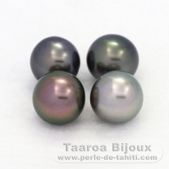 Lot of 4 Tahitian Pearls Round C from 8.5 to 8.8 mm