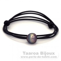 Leather Necklace and 1 Tahitian Pearl Ringed C 13.5 mm