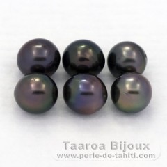 Lot of 6 Tahitian Pearls Semi-Baroque C/D from 8.1 to 8.4 mm