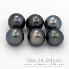 Lot of 6 Tahitian Pearls Semi-Baroque C/D from 8 to 8.2 mm