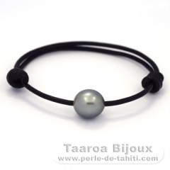 Leather Bracelet and 1 Tahitian Pearl Semi-Baroque B 11.5 mm