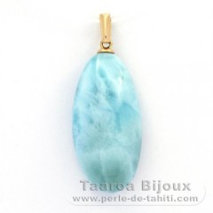 18K Solid Gold Pendant and 1 Larimar - 25.5 x 13 x 7.5 mm - 3.97 gr