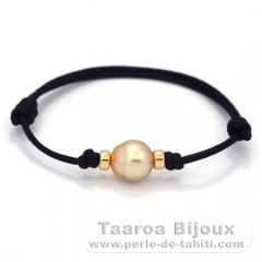 Waxed Cotton Bracelet and 1 Australian Pearl Semi-Baroque B 10.3 mm