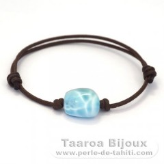 Cotton Bracelet and 1 Larimar - 14 x 14 x 8.6 mm - 2.8 gr