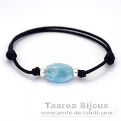 Cotton Bracelet and 1 Larimar - 15 x 11 x 6.8 mm - 2.1 gr