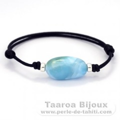 Cotton Bracelet and 1 Larimar - 22.5 x 13 x 8.6 mm - 4.5 gr