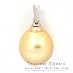 Rhodiated Sterling Silver Pendant and 1 Australian Pearl Baroque C 11.8 mm