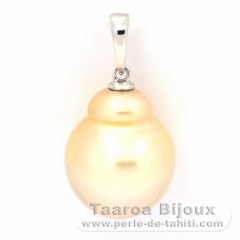 Rhodiated Sterling Silver Pendant and 1 Australian Pearl Baroque C 13.6 mm