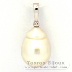 Rhodiated Sterling Silver Pendant and 1 Australian Pearl Ringed C 11.9 mm