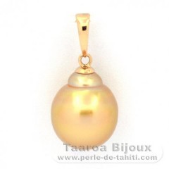 18K solid Gold Pendant and 1 Australian Pearl Baroque B 10.2 mm