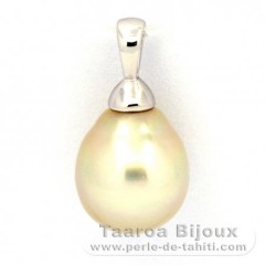 Rhodiated Sterling Silver Pendant and 1 Australian Pearl Semi-Baroque B 10.4 mm