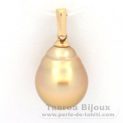 18K solid Gold Pendant and 1 Australian Pearl Ringed B 10.3 mm