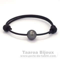 Leather Bracelet and 1 Tahitian Pearl Round C 11.9 mm
