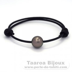 Leather Bracelet and 1 Tahitian Pearl Round C 11.8 mm