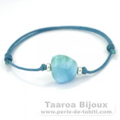 Cotton Bracelet and 1 Larimar - 13 x 14 x 7.6 mm - 2.38 gr