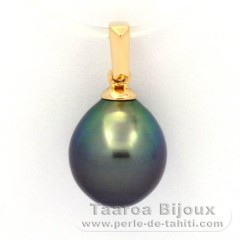 18K solid Gold Pendant and 1 Tahitian Pearl Semi-Baroque B 9.5 mm