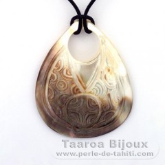 Mother-of-Pearl Pendant and Cotton Necklace