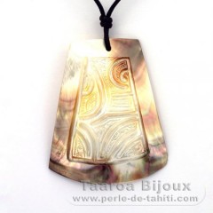 Mother-of-Pearl Pendant and Cotton Necklace
