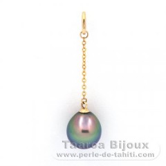 18K solid Gold Pendant and 1 Tahitian Pearl Semi-Baroque B+ 8.9 mm