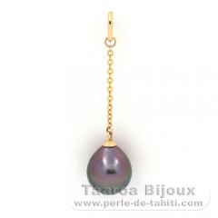 18K solid Gold Pendant and 1 Tahitian Pearl Semi-Baroque A 8.6 mm